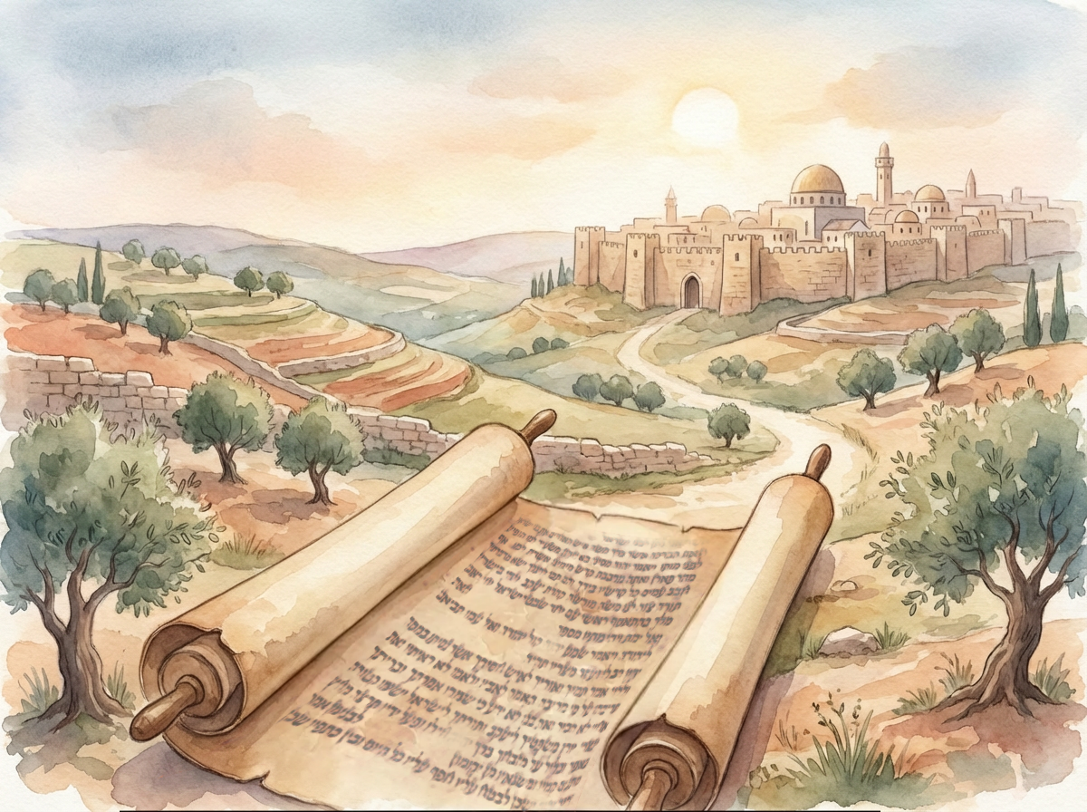 אילוסטרציה ירושלים מטיילים עם התנך